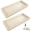 Eclove Vassoio da bagno in silicone, piccolo organizer per lavabo, rettangolare, porta spugne, decorazione per sapone, detersivi, profumi, candele e cosmetici (beige)