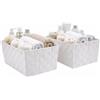 OCEANO Cestini Portaoggetti Intrecciati 2PZ 35x25x16 cm Ceste Organizer Salvaspazio per Bagno Armadio Soggiorno Scatole in Tessuto per Asciugamani Vestiti e Accessori (Bianco)