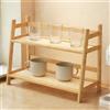 FuxFuis 2 Livelli Organizer da Cucina in Bambù Salvaspazio, Mensola Ripiani da Appoggio, Scaffale Portaoggetti Imitazione di Rattan, Portaspezie in Piedi Retrò per Tazze, Stoviglie, Spezie, 35*29*18cm