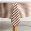 GAMUSI Tovaglia antimacchia quadretti Vichy, rettangolare, in cotone tessuto, tocco naturale, 140 x 100 cm, marrone