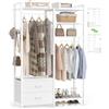 iSunirm Cabina Armadio Componibile Stand Appendiabiti Aperto con 2 Cassetti, Armadio Guardaroba 115x40x200cm Robusto, Stender Appendiabiti con 2 Aste e Ripiani Regolabili, Ideale per Camera