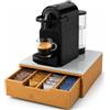 Shally Dogan Portacapsule Contenitore con Cassetto e Piano in Vetro Temperato Effetto Marmo, Portacialde Organizer da Cucina, Ufficio, Coffee Station con Struttura in Bambù 31,5 × 30 × 10 cm