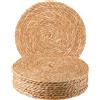 Dimpola Set di 10 tovagliette rotonde intrecciate da 30,5 cm, in rattan bohémien, tovagliette in giacinto d'acqua naturale, tovagliette rustiche in vimini intrecciato, per tavolo da pranzo, casa, matrimoni
