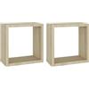 Homgoday Mensole Parete a Cubo 2pz Rovere Sonoma 30x15x30 cm, Mensola da Muro, Mensole da Parete, Scaffale da Parete Mobile a Parete Appendere Ripiano per Soggiorno Ufficio Camera da Letto
