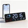 Seutgjie Sveglia digitale Wi-Fi con meteo, orologio da tavolo/da parete, bianco