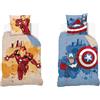 MARVEL THE AVENGERS Marvel - Copripiumino reversibile Captain America e Iron Man 140 x 200 cm, 100% cotone, blu e giallo