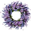 Sggvecsy Ghirlanda di lavanda per porta d'ingresso, 56 cm, margherita viola, primavera estate, fiori selvatici artificiali con foglie verdi per tutte le stagioni, decorazione per interni ed esterni