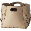 DimyFew Cesto in Pelle Intrecciata Base Piatta,Contenitore Domestico | per Cesta Porta Giochi, Cesto Portabiancheria, Beige