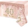POPOYU Tovaglia per 40° Compleanno, Oro Rosa, 137 x 274 cm, Decorazione da Tavolo in Plastica, Impermeabile, Rettangolare, per Donne, Regalo