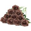 LEUCHTAMOR 10 rose artificiali in finta seta, colore marrone moka, bouquet realistico, per fai da te, bouquet da sposa, composizioni floreali, feste, decorazioni per la casa