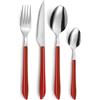 PRADEL ESSENTIEL - Set di posate da 24 pezzi per 6 persone - Vibrato - 18/0 Acciaio Inox, Finitura Standard - Rosso (Spessore 2,5 mm)