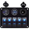 SWOOMEY Pannello di Controllo Nero 5 Vie Protezione da Sovraccarico in Lega di Alluminio e ABS per Barche e Rimorchi Doppia Porta USB 3.1a
