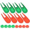 Yechiry Set di Attrezzi per Divot da in Plastica PE, Forchetta di Riparazione Durevole con Indicatori di Palla per Golfisti, 8 Pezzi in Rosso e Verde, Leggero 7x1,6 Cm