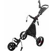 Fonowx Carrello da Golf Pieghevole Carrello Porta Sacca Carrello Spingibile Trolley a 3 Ruote Telaio Leggero di Blocco Piegatura Facile in Alluminio Adatto a, Nero Con Ruote Nere