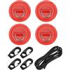 PATIKIL Anello A D Patch, 4 Pezzi Anello A D in Acciaio Inossidabile Patch in PVC Senza Colla Include 8.2 Piedi Corde Elastiche E Ganci per Barca Gonfiabile Canoa Surfboard, Rosso