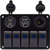 HAKIDZEL Pannello Combinato 2 Porte USB 3.1a 12v 24v 5 Posizioni Robusto in Lega di Alluminio Monitoraggio Sicurezza Elettrica per Barche e Motocicli