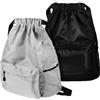 IDEANATEGRATE 2 Pezzi Zaino con Coulisse Borsa da Viaggio Unisex in Oxford, Grande Capacità, con Tracolla Regolabile e Tasche Frontali, per Shopping e Palestra, Piccolo