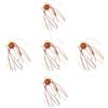 NexRen Set di esche da pesca morbide, 5 pezzi, in silicone PVC, con corpo perlato e tentacoli luminosi, attrezzatura artificiale flessibile per spigola, trota e specie predatrici (giallo, 14 mm)