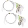 Zerodeko 2 Corde Fishhook Luminous Head, Fish Skin Flasher, Lenza Monofilamento in Nailon, 2 Stringhe, per Pesca in Mare e Pesca Notturna
