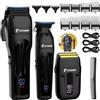 BESTBOMG® BS-808A - Tagliacapelli da uomo, tagliacapelli professionale, rasoio ricaricabile, lama a T in metallo, display a LED, kit per taglio capelli da barbiere per uomini e regali, BS-808A (nero)