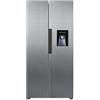 PKM SBS440NFWDESI Stand Side-by-Side Kombination, 83,6 cm breit, 440 L, NoFrost, Wasserspender, Wassertank regelbares Thermostak, regelbares Thermostat, Silber