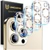 UniqueMe per iPhone 15 Pro/15 Pro Max Pellicola Protezione Fotocamera - Oro | 3 Pezzi Protezione Fotocamera Copertura per iPhone 15 Pro/15 Pro Max, Facile da Installare, Vetro Temperato Ultra Resistente