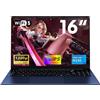 NAIKLULU 16 Pollici Computer Portatile Processor N150(1,2 a 3,6 GHz), RAM 16GB SSD 512GB PC Portatile Laptop 2026, 1920x1200P/Tastiera Completa Retroilluminata/Webcam/6000Mah
