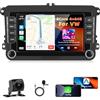 Motorsi Qualcomm Octa-Core 4GB+64GB Carplay Autoradio per VW Golf 5 Tiguan Touran Passat Polo Skoda Caddy Seat, Android Auto GPS Navi WiFi FM/RDS Radio SWC Canbus Bluetooth EQ + Camera