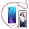 ISOI - Cover con Cordino compatibile con Huawei P30 lite, Regolabile Collana Tracolla Laccio Collo, Trasparente Custodia in Silicone TPU Morbido con Paraurti Airbag Antiurto - Rosa