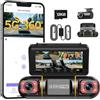 LAMTTO 360° 4 Canali Dash Cam Auto, Schermo da 3,16 5G WiFi & Controllo APP Dashcam, 1080P*4 Telecamera per Auto con Scheda SD 128G,IR Visione Notturna, 24H Monitor di Parcheggio con Kit di Cablaggio