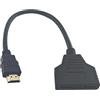 LEMLIN Adattatore Splitter HDMI,1 a 2 Vie1080P,Da Maschio a Doppia Presa Femmina,per HDTV,Monitor LCD,Proiettori,Supporta 2 Schermi (Non Uso Simultaneo),Compatibile con LED,PC,Console