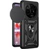 ESHUYI Cover per TCL 605 4G con Custodia per Fotocamera Scorrevole e Supporto ad Anello [Custodia Paraurti Compatibile con Supporto Magnetico per Auto], Nero