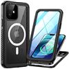 Lanhiem Cover per iPhone 12 IP68 Impermeabile Magnetica Antiurto Nero | Custodia magnetica ricarica wireless,protezione outdoor completa,impermeabile,antipolvere e antischiizzi,ideale per cantieri