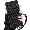 Ciciber Ttusy Custodia protettiva per Google Pixel 7 Pro, con cinturino e cordoncino, motivo leopardato, in silicone, per donne e ragazze, nero