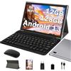 DEERTiME 2026 Neueste Tablet 10 Pollici Android AI, 12GB RAM +128GB ROM/TF 1TB, 5G WiFi 6, Octa-Core, Bluetooth 5.0, 5MP + 8MP, GMS Certification, Widevine L1, Tablet 2-in-1 con Tastiera e Mouse - Grigio