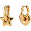 HeyMeili Orecchini placcati in oro 18k pendenti asimmetrici cuore & stella orecchini a cerchio regalo per donna