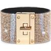 Suyi Bracciale avvolgente in pelle da donna, con strass larghi, stile bohémien, [Adjustable], Pelle, lega