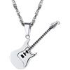 PROSTEEL Collana Pendente Uomo Cindolo Chitarra Elettrica Grande, Stile Hip Hop Punk Rock Roll, Catena Regolabile, Acciaio Inossidabile, Argento Nero, (Confezione Inclusa)