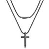 PROSTEEL Crocifisso Collana Croce Uomo, Taglia S, Nero, in Acciaio Inox Impermeabile e Antiallergico, Design Minimal, Catena 41CM