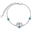 AOBOCO Bracciale d'argento con cuore d'amore, regali per ragazze, donne e figlie (zircone blu simulato)