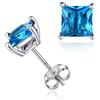 ChicSilver Orecchini Donna a Lobo Argento 925 Pietre Quadrata, Orecchini con Pietra Azzurra, Orecchini Pietra Blu Turchese Decembre Confezione Regalo