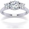 BFD Anello Trilogy con diamante rotondo da 2,50 ct certificato IGI in platino pesante (950), anello di fidanzamento taglio brillante E/VS, Lab Diamond, Lab Diamond