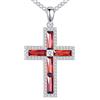 YFN Collana a croce in argento Sterling con biossido di zirconio cubico, ciondolo a forma di croce, gioielli religiosi, regali per uomo e donna, Damen, Argento sterling, Nessuna pietra preziosa