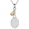 YFN Collana tennis/baseball per donne, in argento Sterling, con ciondolo a forma di racchetta da tennis, gioiello, regalo sportivo, per uomini, ragazze, ragazzi, 22*22, Argento sterling, Nessuna