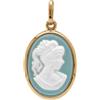 1001 Bijoux Ciondolo Cammeo placcato oro su sfondo blu, medaglia, retro, Resina