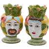 Set Coppia Vasi Testa Sicily Lui + Lei H24 cm in Ceramica - Enzo De Gasperi (EDG)