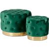 Pouf in Velluto Capitonné Verde H40 Piccolo - Enzo De Gasperi (EDG)