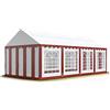 TOOLPORT Tendone per Feste 4x8 m PVC Rosso-Bianco 100% Impermeabile Gazebo da Giardino Tendone da Esterno Tenda Party