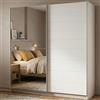 Dmora Guardaroba Grande Kakami 217x210h cm Bianco Opaco Appendiabiti 8 Ripiani, Armadio Camera da Letto Apertura Scorrevole