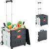 Relaxdays Carrello per Spesa Pieghevole, regge 35 kg, Manico Telescopico e Coperchio, Carrellino Portaspesa, Bianco